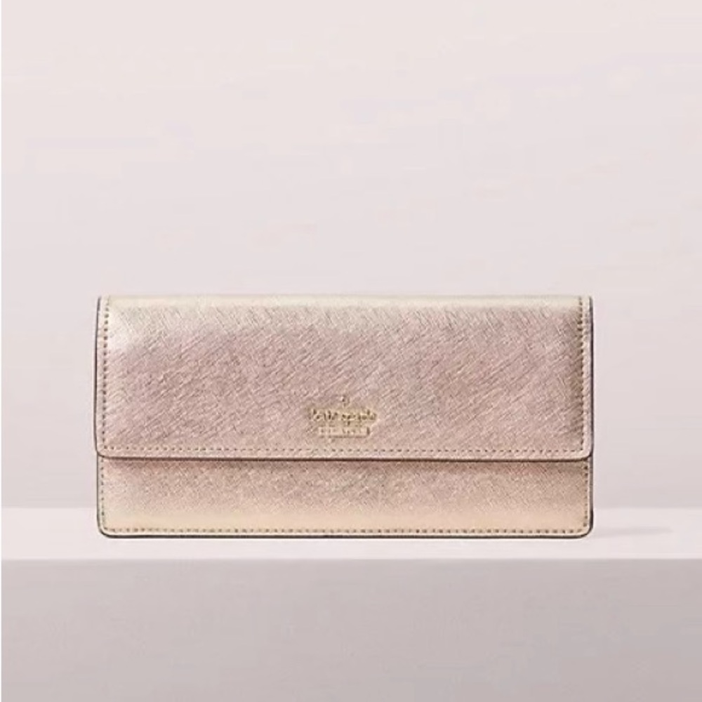 NWT Kate Spade Iridescent Rose Gold Cameron Street Harling Wallet